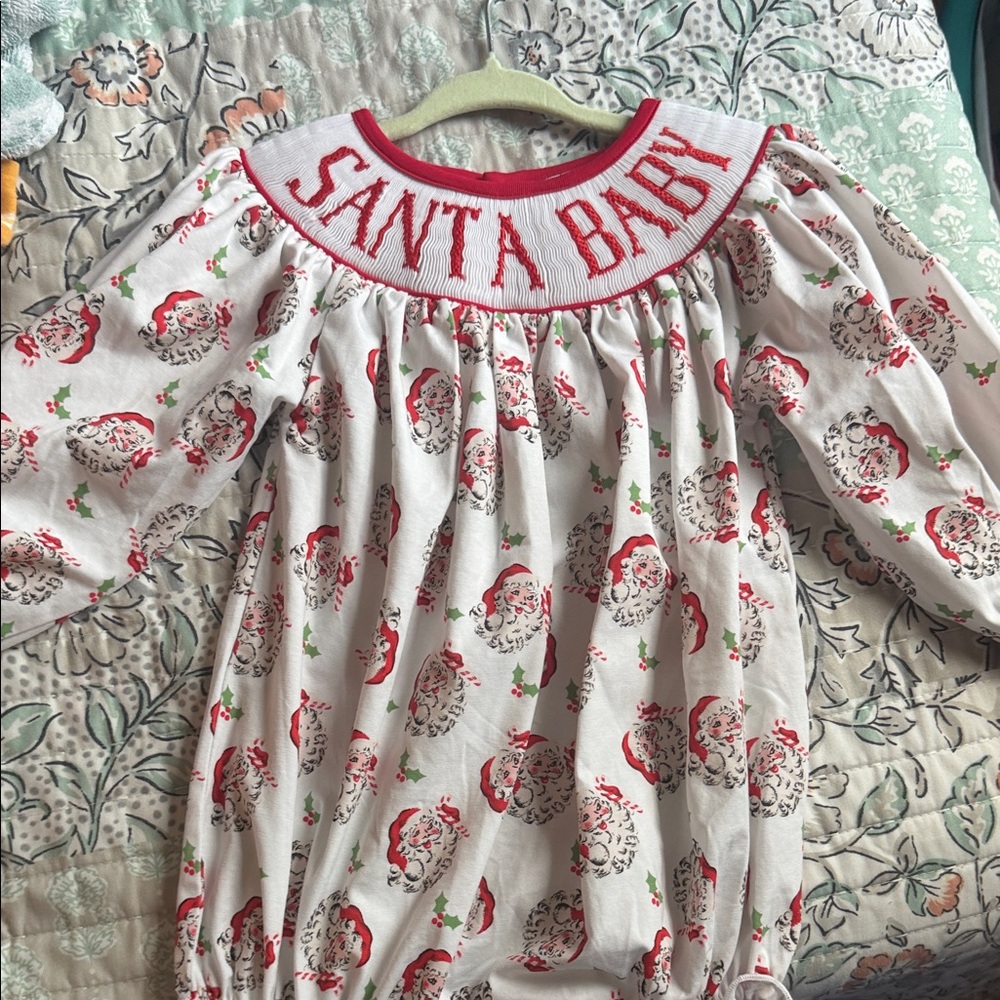 Festive Santa Baby Nightgown - Red and White